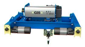 Double girder electric hoists on end carriage for cranes